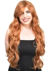 Maya Extra Long Wavy Ginger Womens Costume Wig
