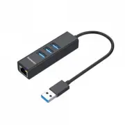 SIMPLECOM CHN420 Black Aluminium 3 Port SuperSpeed USB HUB with Gigabit Ethernet