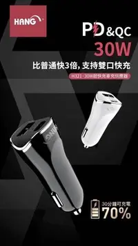 在飛比找Yahoo!奇摩拍賣優惠-《過來福》HANG H321 PD+QC4.0車用充電器US