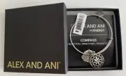 NEW Alex and Ani COMPASS Charm Bangle Bracelet Rafaelian Silver NWT BOX
