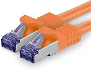Cat.7 Network Cable 1 m - Orange - 1 Piece - Cat7 Patch Cable (SFTP/PIMF/LSZH) Raw Cable 10 Gb/s with RJ 45 Connector Cat.6a - 1 x 1 m Orange