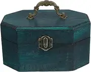 OSOLADY Box Retro Desktop Storage Case Vintage Octagonal Flip Lid Handheld Organizer Chest for Jewelry and Keepsakes Makeup Storage Box with Capacity