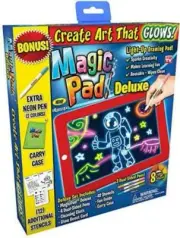 Magic Pad Light Up Drawing Pad AS SEEN ON TV! Create Art That Glows w/ Stencils
