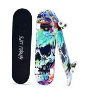 Skateboards for Beginners Kids Boys Girls and Adults,31''x8'', 7-Layer Skull
