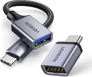 UGREEN USB C to USB A Adapter 10Gbps 2 Mixed Pack, Aluminum Type A Female to C Male Adaptor OTG Cable Compatible with iPhone 16 15 Plus/Pro Max, MacBook Air, iPad Mini, Thunderbolt 4/3 Devices