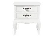 CT French Provincial Solid Timber 2 Drawer Lamp Table - White