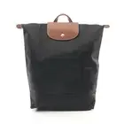 Longchamp Le Pliage Original M Backpack Bag Fabric Leather Women s Black Brown 1