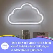 NEW Amped & Co Cloud neon signs for wall Decor, Wall Hanging, White, 16 x 9.5 in