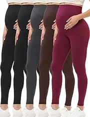[Buttergene] 5 Pack Women's Creamlush Maternity Leggings Maternity Yoga Pants Pregnancy Leggings Maternity Clothes