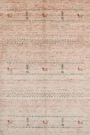 Soft and Plush Pink Gabbeh Hand-knotted Wool Rug 4x6 ft.