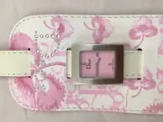 Christian Dior Stainless Steel & Pink & White Leather Watch With Original Box