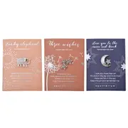 3pc Gibson Gifts Lucky Elephant/3-Wishes/Love You Moon & Back Pins Combo Set