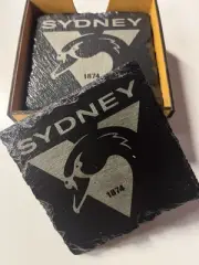AFL Sydney Swans FC Slate Coasters Handmade Perfect Gift Man Cave Free Delivery