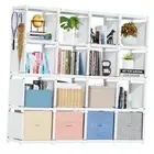 Book Shelf, 16 Cube Storage Organizer, Metal Cube Bookshelf, DIY Bookcase,