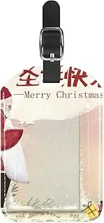 [WOSHJIUK] Luggage Tags,2 Pack Labels Suitcase Tags,Vintage Merry Christmas Santa Claus,Luggage Tags Privacy Protection Travel Bag Tag