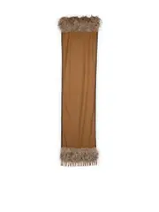 Brown Cashmere Fur Trim Scarf