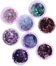 WRITWAA 8 Boxes Mixed Ultra Thin Nail Art Sequins Set of Glittery Manicure Paillette for DIY Nail Decoration Suitable for Women for Parties and Professional Use