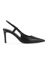 [Siren] Zuko Snake Leather Slingback Heels in Black