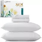 Carressa Linen Egyptian Cotton King White Bed Sheets - 800 Thread Count 4 Pie...