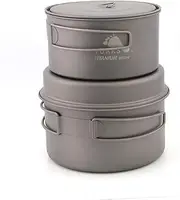 TOAKS Titanium Camping Set CMB-1350-900, 2-Piece Pot Combo (1350ml + 900ml) with Storage Bag for Outdoor Cooking