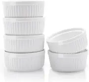 Nuwave Ramekins 8 Oz Ceramic, Classic Elegant Style Ramekins for Baking Souffles