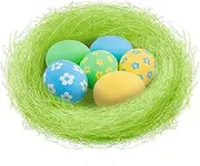 Dwafill Easter Grass Green White Filler Gift Shredded Paper for Gift Box, Wood Wool Filling Material for Gift Basket (Green)