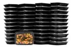 38oz Black Rectangular Microwavable Food Storage Meal Prep Container w Lid 300pc