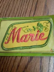 Marie Funky Colors Pink Yellow Green Vintage Name Patch (Cursive Letters) NOS