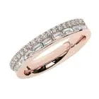 18K Rose Gold,3.5 MM, 100% Natural Round & Baguette Diamonds Half Eternity Ring