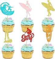 Keaziu 36PCS Surfing Cupcake Toppers Surfboard Surf Cupcake Picks Surfing Theme Birthday Party Baby Shower Cake Decorations Supplies