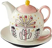 GOOHOCHY Unique Hand Drawing Teapot Set Ceramic Tea Kettle Cups Tea Pots for Single Serving