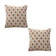 SOGA 2X 50cm Brown Checkered Chain Jacquard Square Pillows