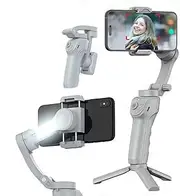 Smartphone Gimbal Stabilizer, 3-Axis Gimbal Handheld Stabilizer for Cellphone with Fill Light, Face Tracking, Portable and Foldable Anti Shake Vlogging Stabilizer for Video Recording