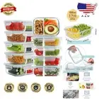 10 Pack BPA-Free Glass Meal Prep Containers with Airtight 2 Compartment Lids
