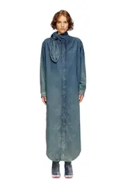 [Diesel] Diesel - Long shirt dress in fluid denim - Dresses - Woman - Blue XS Blue