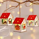 LED 發光 DIY 聖誕木屋聖誕夜光小屋,適合家庭 DIY 聖誕樹裝飾品新年裝飾品