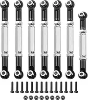 uxcell Adjustable Turnbuckles Camber Link Linkages Aluminum Alloy RC Car Steering Pull Rod Servo Linkages Tie Rod for 2WD 1/10 RC Car Crawler（Black）