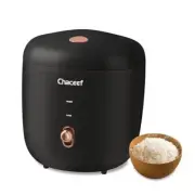 Mini Rice Cooker 2-Cups Uncooked Small Rice Cooker with Non 1.2L D(Black)