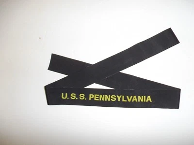 b3322 US Navy Hat Tally U.S.S. Pennsylvania USS Battleship BB 38 IR31C