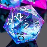 YEMEKO Liquid Core D20 DND Dice Single with Resin Sharp Edge 20 Sided D&D Dice, 22Mm Handmade Polyhedral for Dungeons and Dragons, RPG, Roleplaying Games MTG Table Games