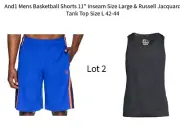 And1 Men Basketball Shorts 11" Inseam Sz Large & Russell Jacquard Tank Sz L42-44