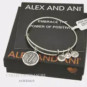 Authentic Alex and Ani Initial U Rafaelian Silver Charm Bangle