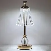 Cordless Table Lamp, Rechargeable Battery Operated Lamp, 3 Color & Stepless Dimmable LED Touch Lamp, Portable Retro Metal Beside Lamps for Home Bedroom Restaurant Outdoor (Gold-818)