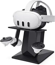 alcopanda VR Stand Accessories Compatible with Meta Quest 3/Meta Quest 2, Headset Display Holder and Controller Mount Station, with More Stable and Heavy Base