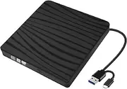 USB 3.0 Type-C External Optical Drive 2 in 1 High Speed Reader, for CD DVD-RW Portable Burner
