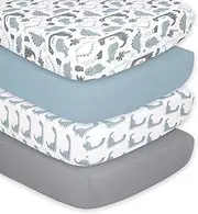 The Peanutshell Baby Crib Sheets 4-Pack for Girl - Soft, Oval & Fitted Baby Girls Crib Sheet, Rectangle, Fitted Covers, Halo Mattress - Pink Elephant