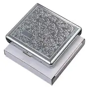 Portable Slim Metal Cigarette Case Lightweight Pocket Carrying Box Gifts for Father Husband Brothers Embossed Tang Grass