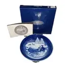 2002 Royal Copenhagen Danish Porcelain Blue Collectible Christmas Plate