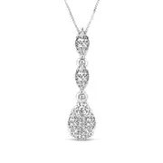 0.5 CT. T.W. Natural Diamond Multi-Shape Triple Drop Pendant in 10K White Gold