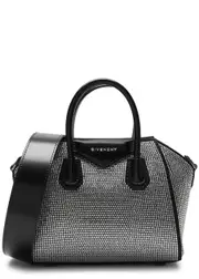 Givenchy Antigona Toy Crystal-embellished Leather top Handle bag - Black ONE SIZE